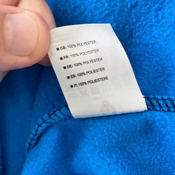 Men's Large Fleece Sweatshirt Alpha Camp Blue Long Sleeve Quarter Zip High Neck - Picture 9 of 9